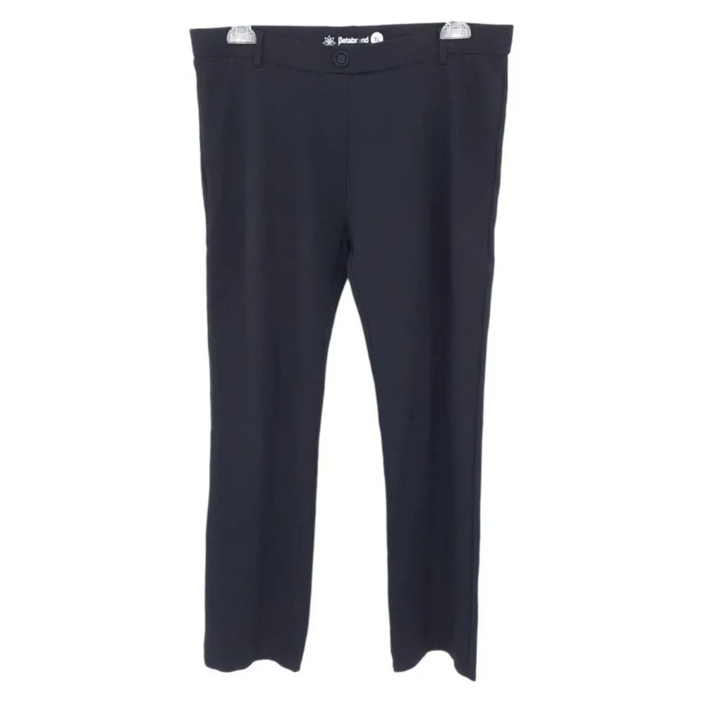 Betabrand Black Straight Leg Classic Dress Pant Yoga Pants Size XL Stretch Ponte